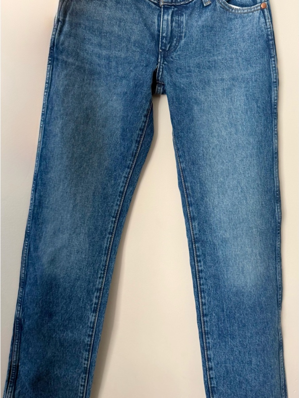 BNWOT RARE Wrangler x Free People Low Rise Slim Straight Blue Jeans 25x32 02 04